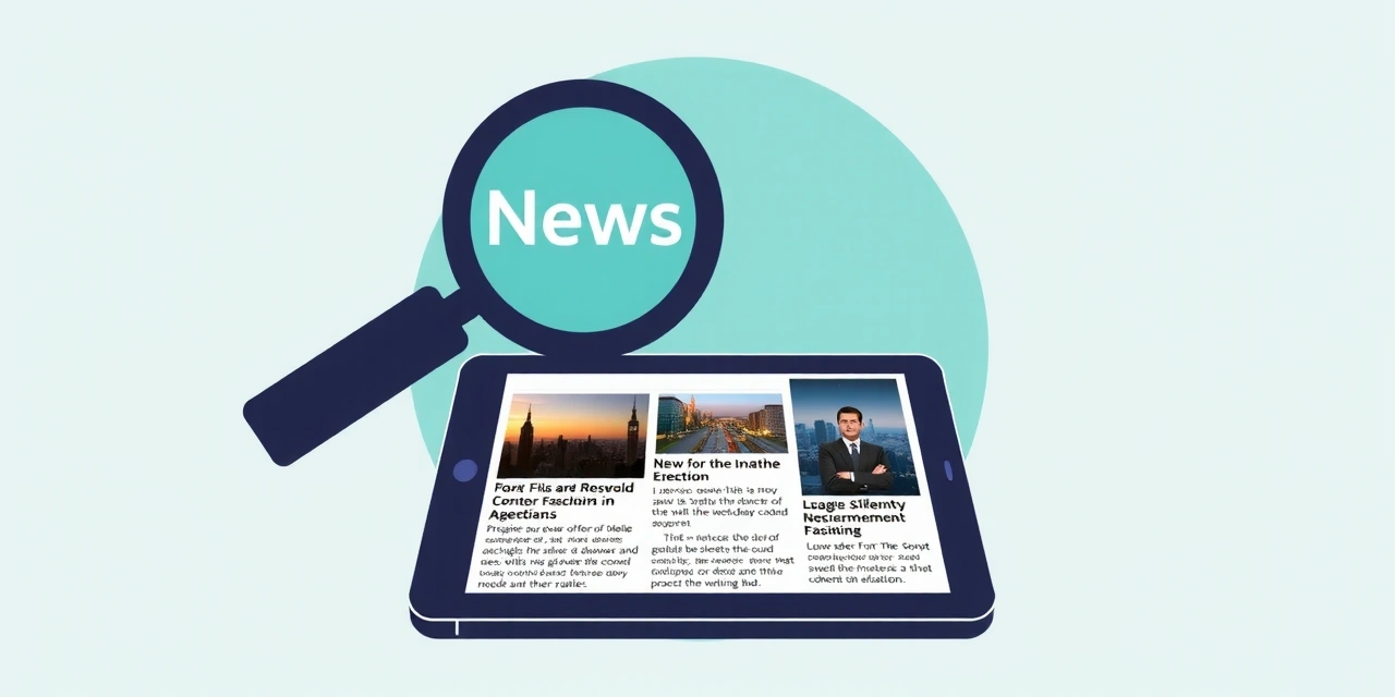 Illustrazione di una lente d'ingrandimento che cerca tra articoli digitali