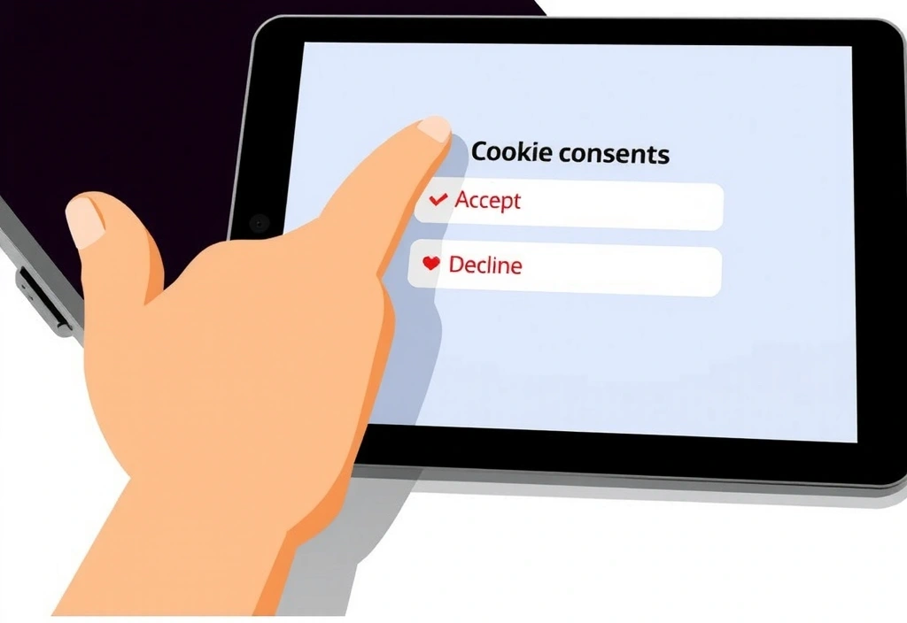 Immagine illustrativa di un utente che gestisce le impostazioni dei cookie su un tablet